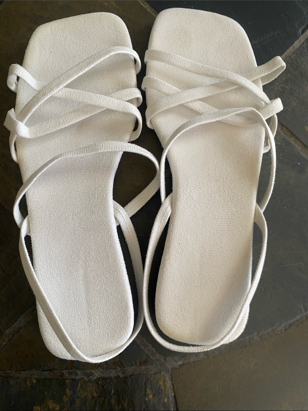 Minimalist White Strappy Square-Toe Sandals